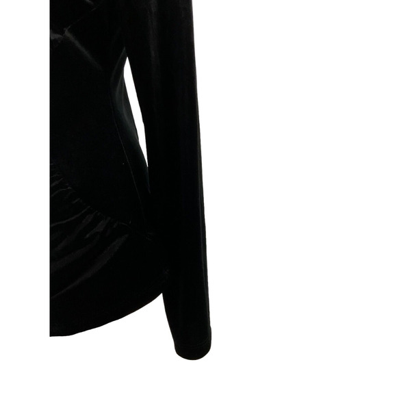 Jon Den XL Women's Black Velvet Top Side Ruching V-Neck Made in USA - Picture 9 of 11